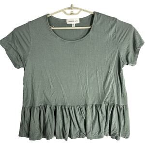 OBSESSIVE LOVE Tunic Top Womens Plus 2X Green Stretch Rayon Stretch Short Sleeve